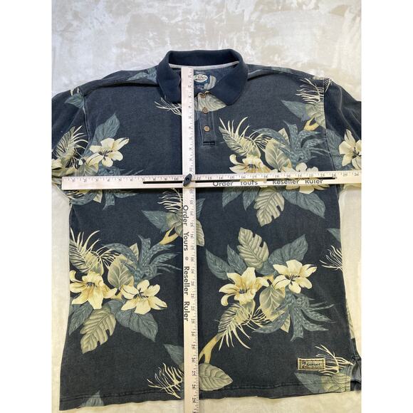Vintage Men’s Tommy Bahama 100% Cotton Men’s Floral Polo Large - Picture 2 of 14